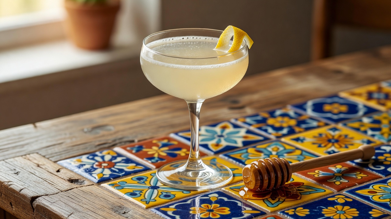 Bee's Knees servido en copa coupe o vaso old fashioned