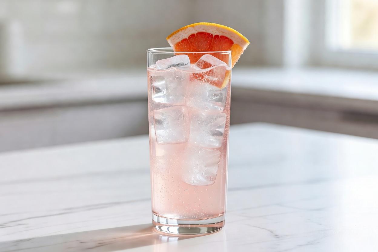 Paloma sin alcohol servido en highball o vaso de refresco