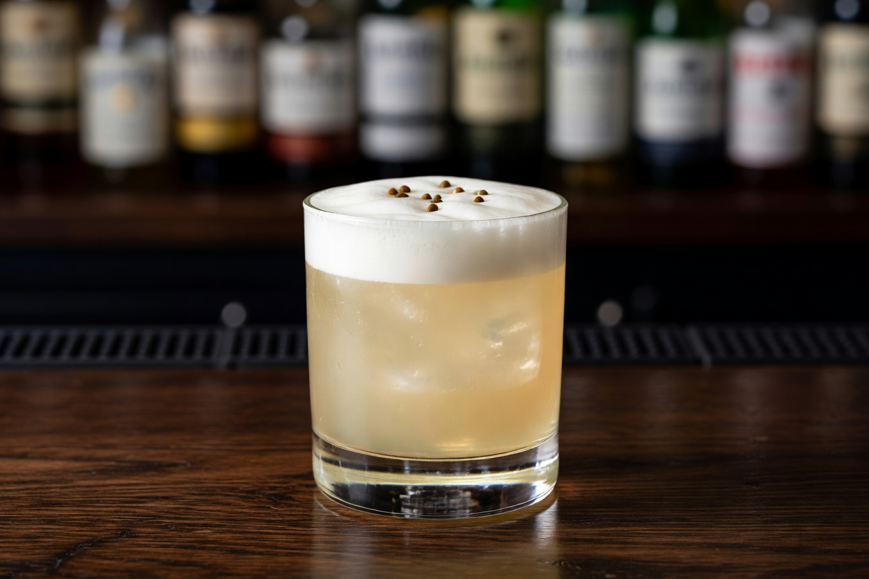 Tequila Sour servido en vaso de whisky sour o old fashioned