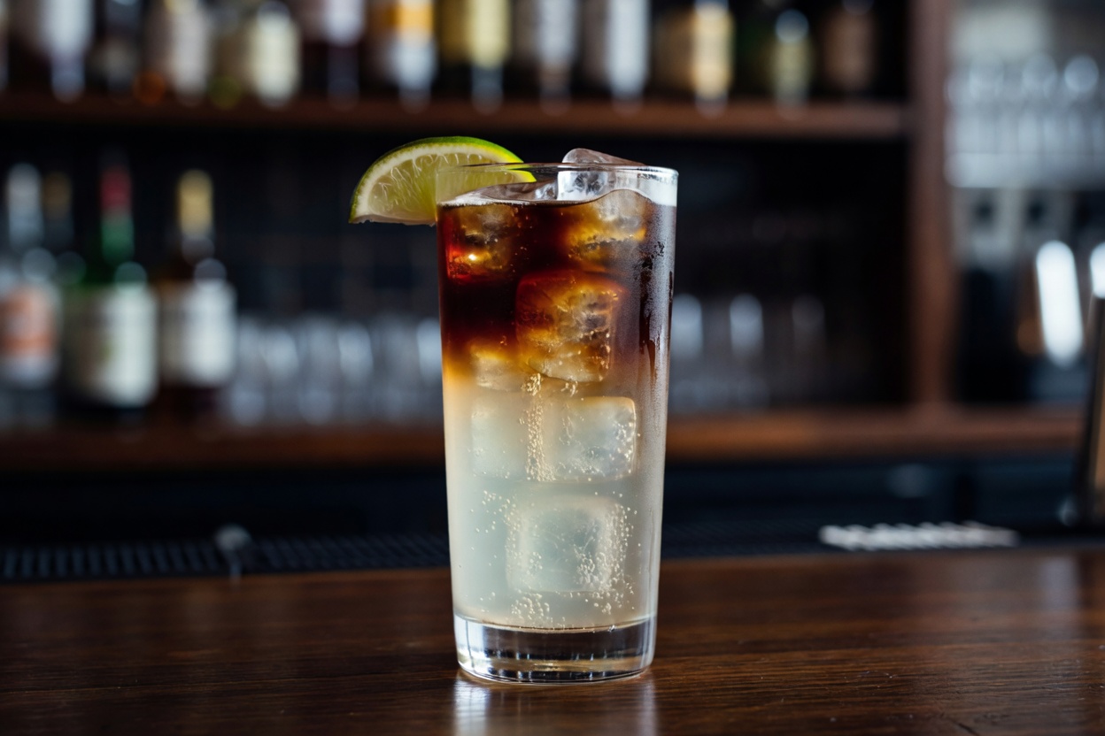 Dark and Stormy servido en vaso alto