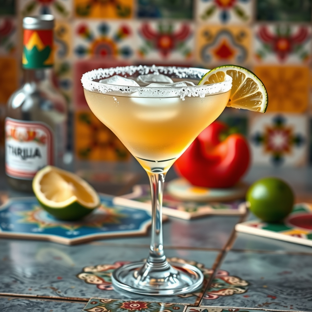Margarita servido en copa margarita o vaso de cóctel