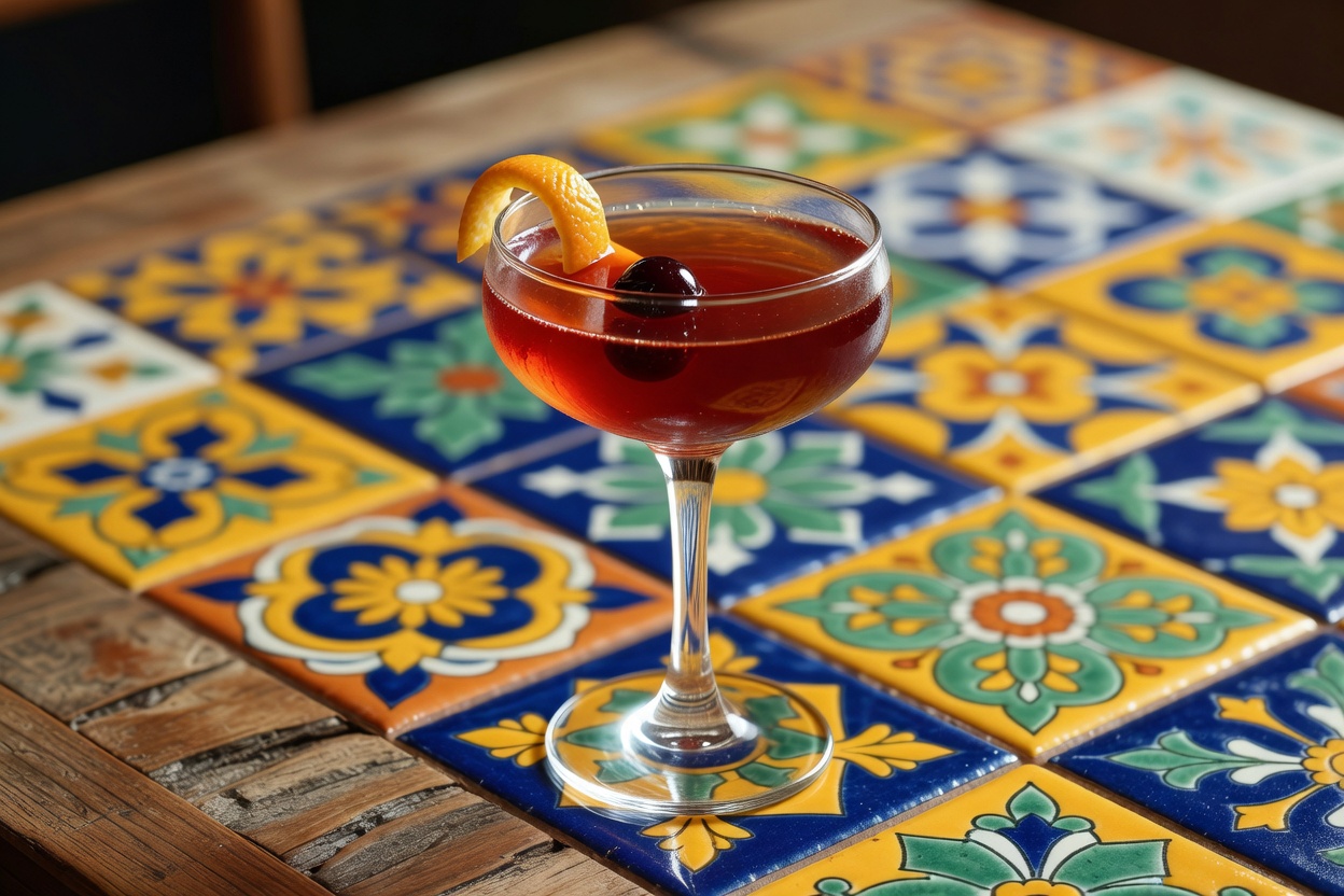 Martinez servido en copa de cóctel o vaso old fashioned