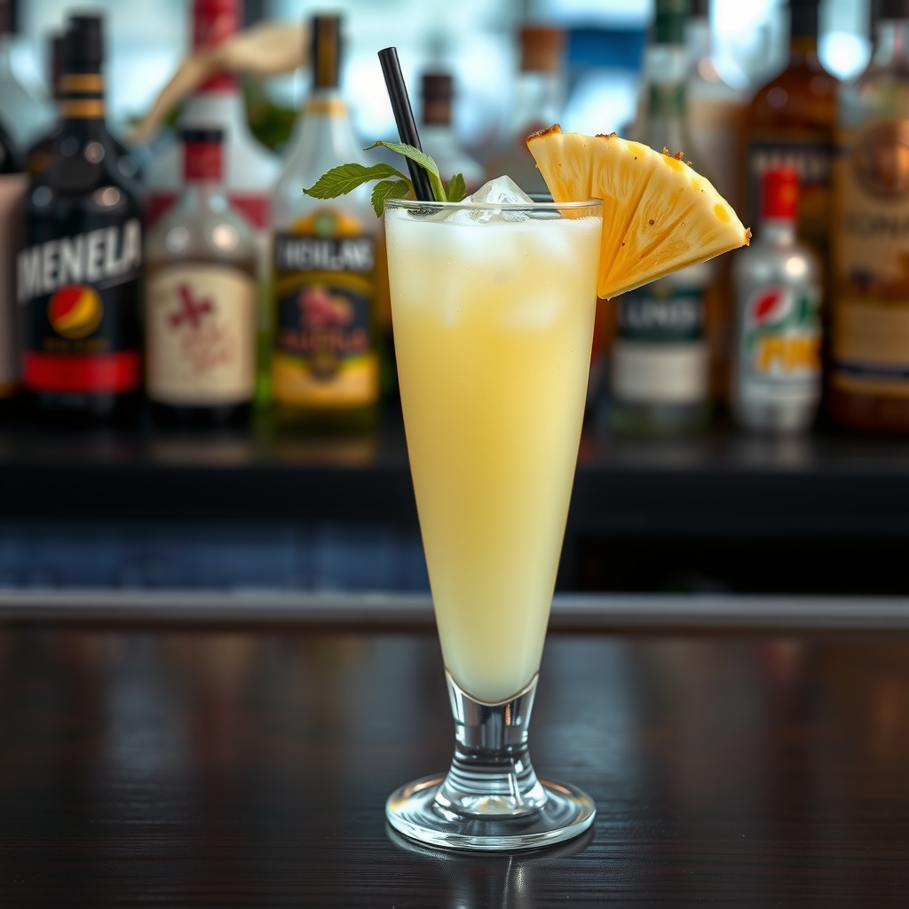 Piña Colada servido en collins o vaso huracán