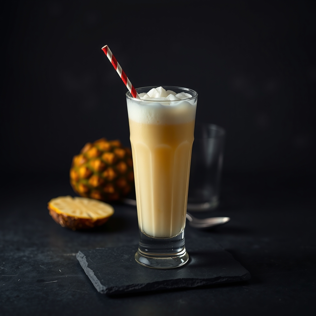 Piña colada sin alcohol servido en huracán o vaso alto