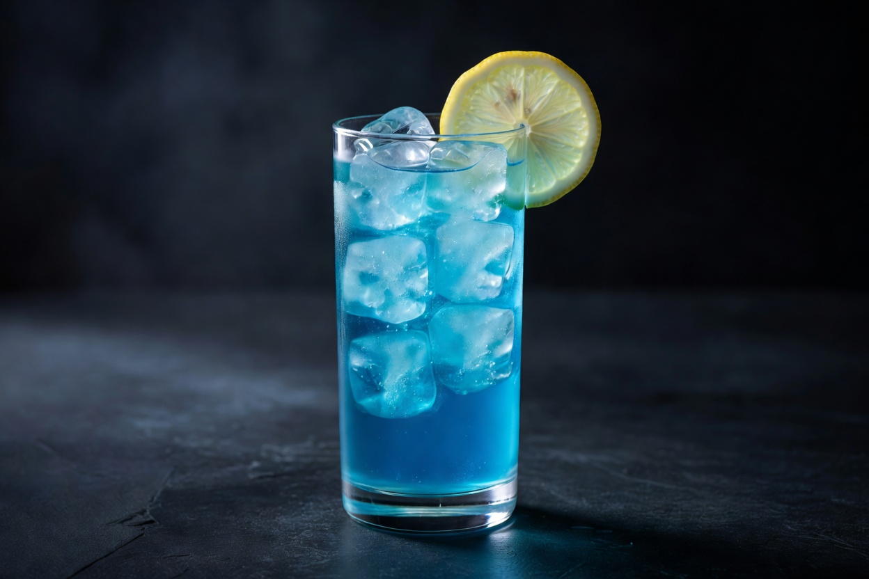 Blue Lagoon servido en vaso alto