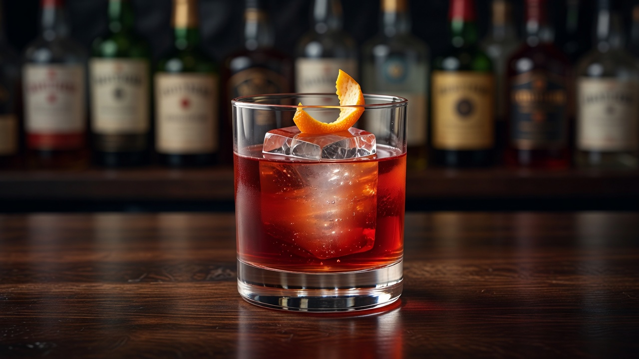 Boulevardier servido en vaso old fashioned
