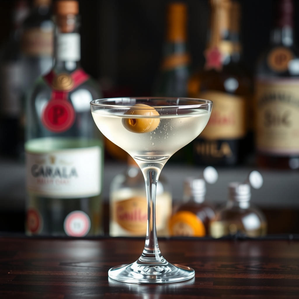 Dry Martini servido en copa de martini