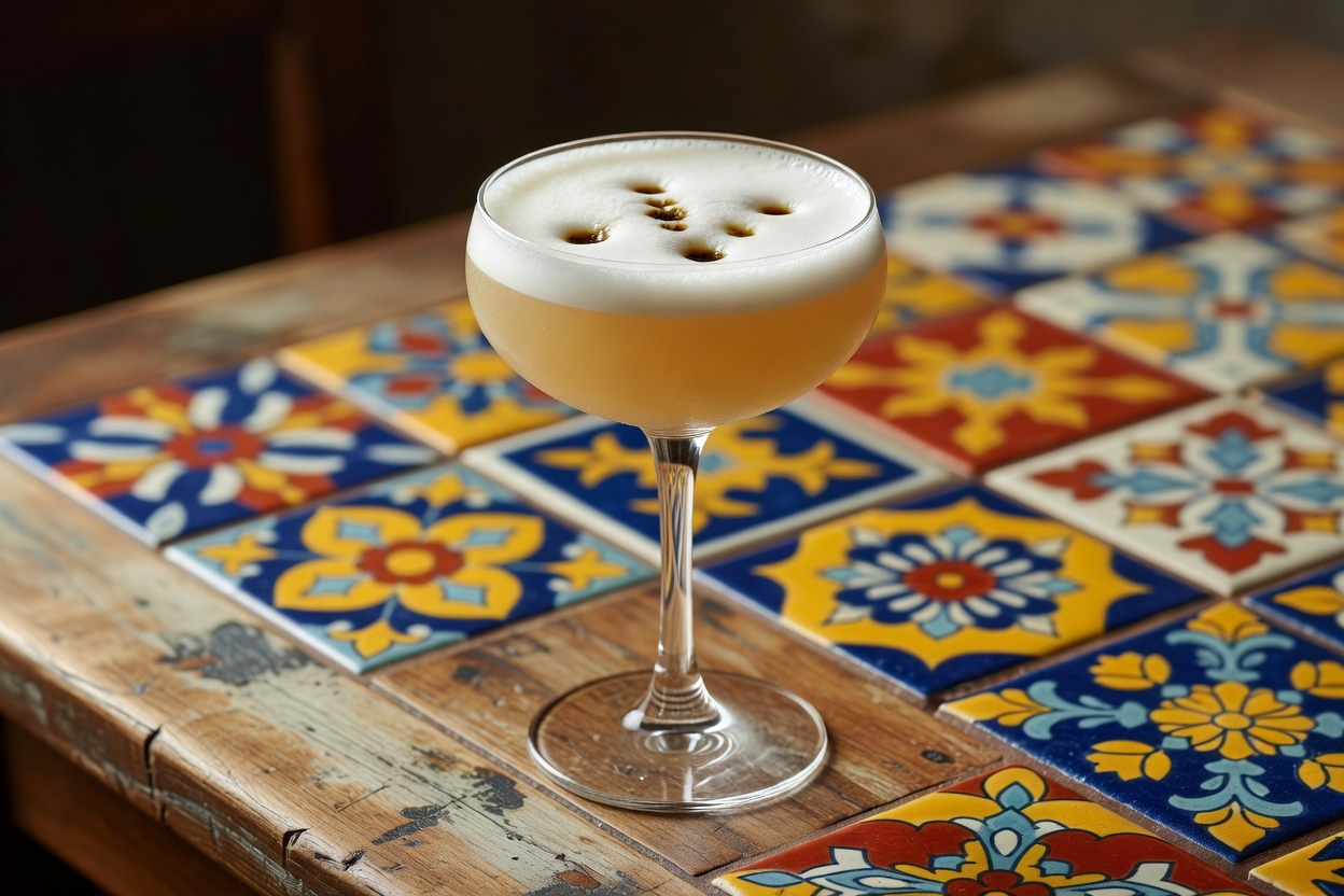 Mezcal Sour servido en vaso old fashioned o copa sour