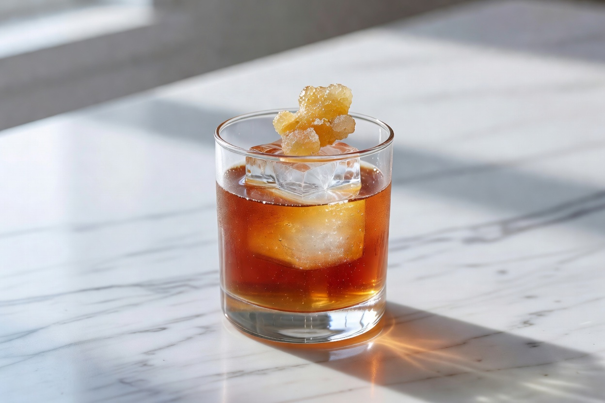 Penicillin servido en old-fashioned