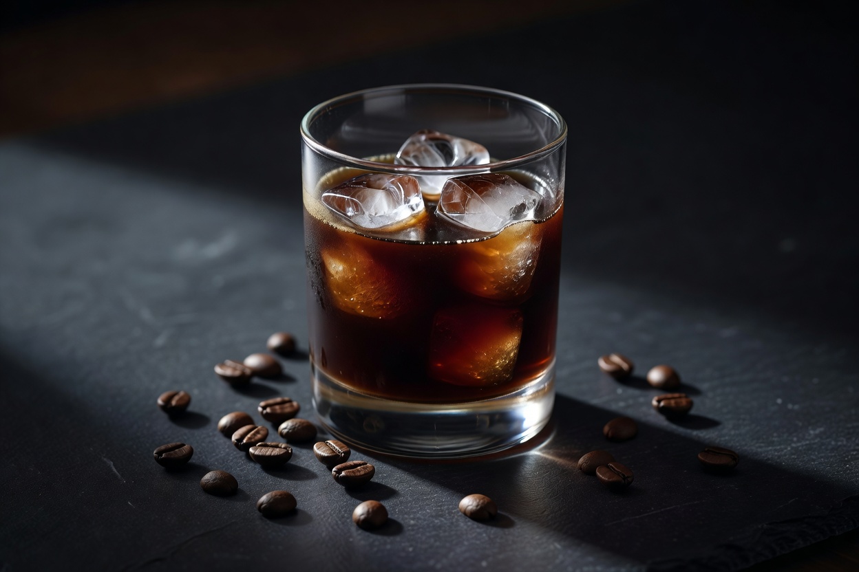 Ruso negro servido en old fashioned