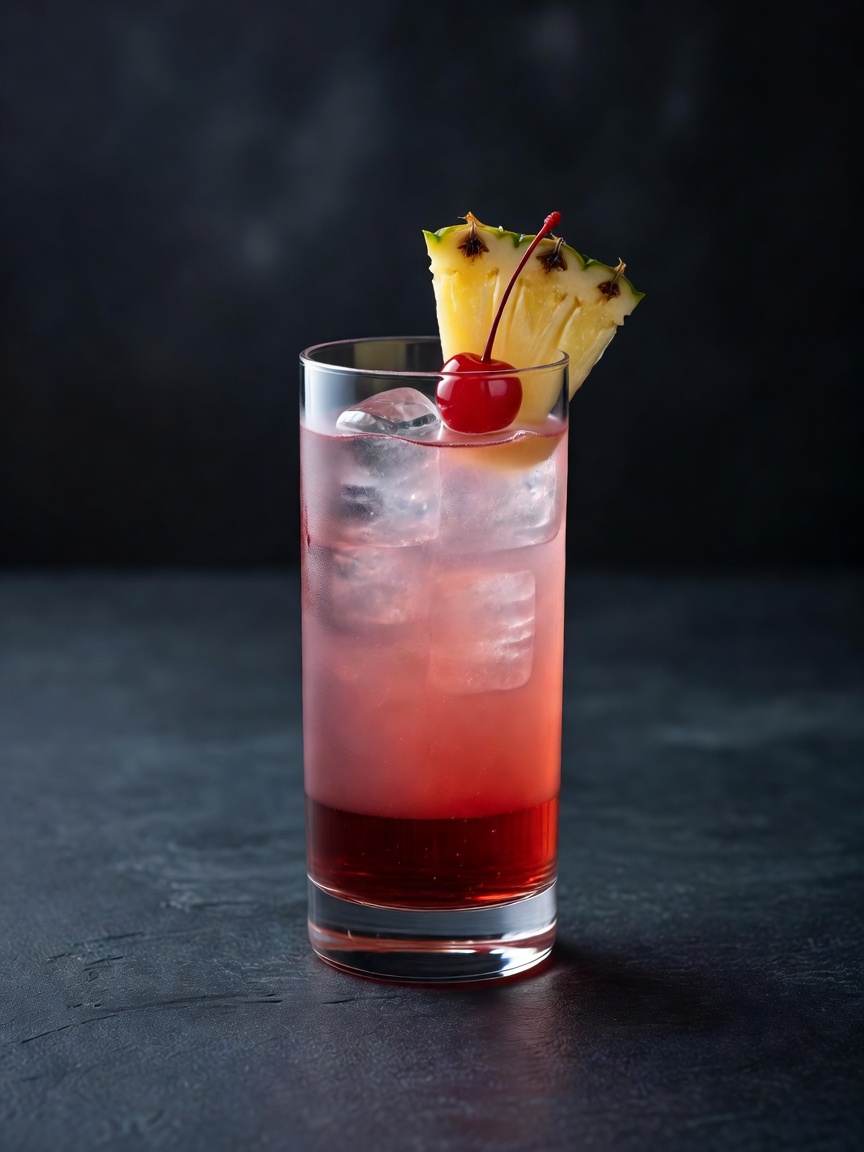 Singapore Sling servido en highball o vaso largo